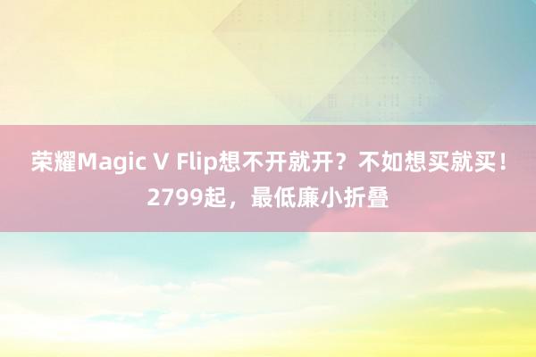 荣耀Magic V Flip想不开就开？不如想买就买！2799起，最低廉小折叠