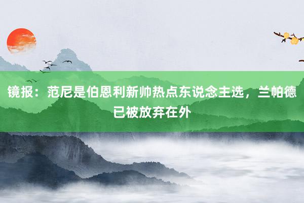 镜报：范尼是伯恩利新帅热点东说念主选，兰帕德已被放弃在外