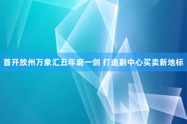 首开放州万象汇五年磨一剑 打造副中心买卖新地标